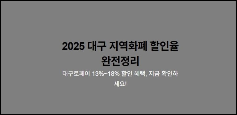대구 지역화폐 할인율