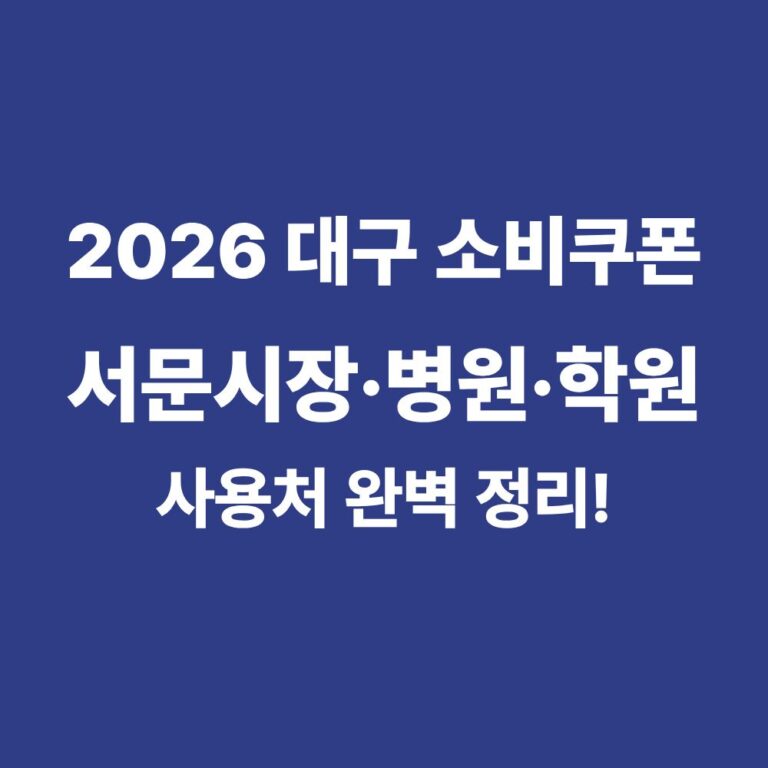 2026 대구 민생회복 소비쿠폰 사용처 서문시장 병원 학원 전통시장 사용 가능 업종 안내