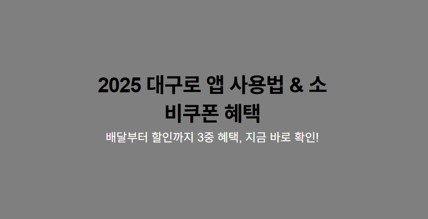 2025 대구로 앱 사용법 및 소비쿠폰 혜택 정리 – 공공배달로 3중 할인 받는 법 2 2025 대구로 앱
