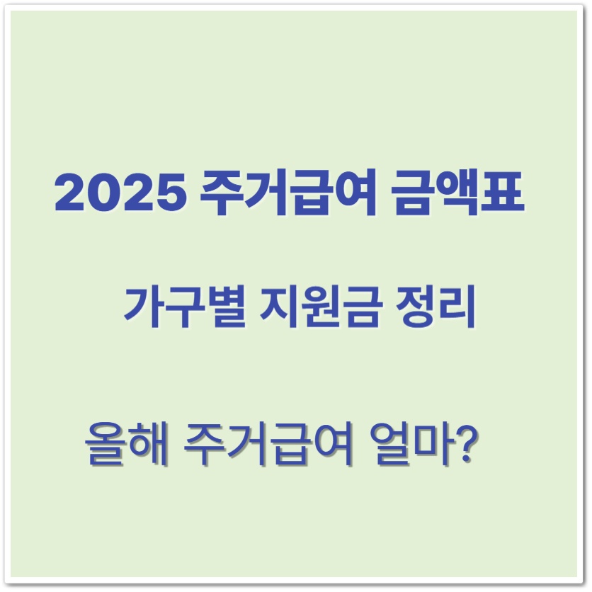 2025년 주거급여 지급 기준과 금액표 총정리 2 주거급여 지급 기준