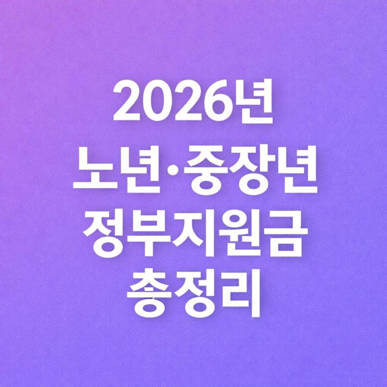 2026년 노년 중장년 정부지원금