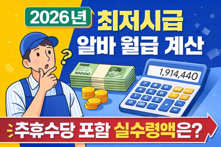2026 최저시급 알바 월급 계산