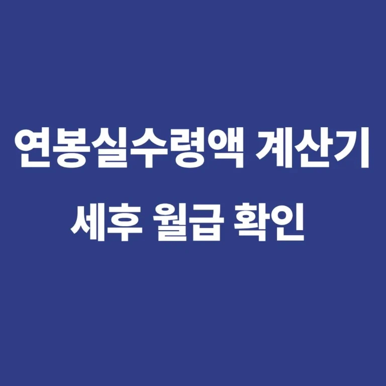 연봉 실수령액 계산기